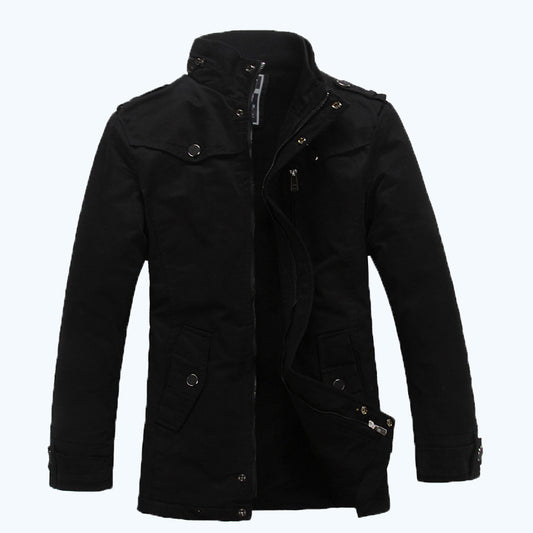 Thick Collar Trench Coat (khaki, black, & army green).