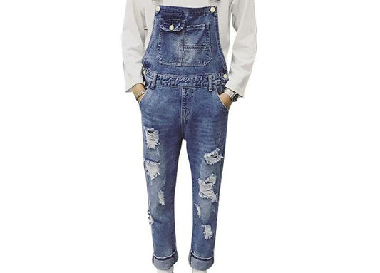Denim Ripped Overalls