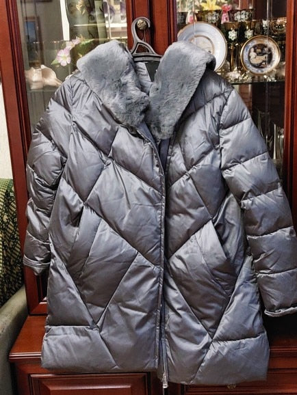 Windproof Cotton Long Puffer Jackets Real Fur Parkas