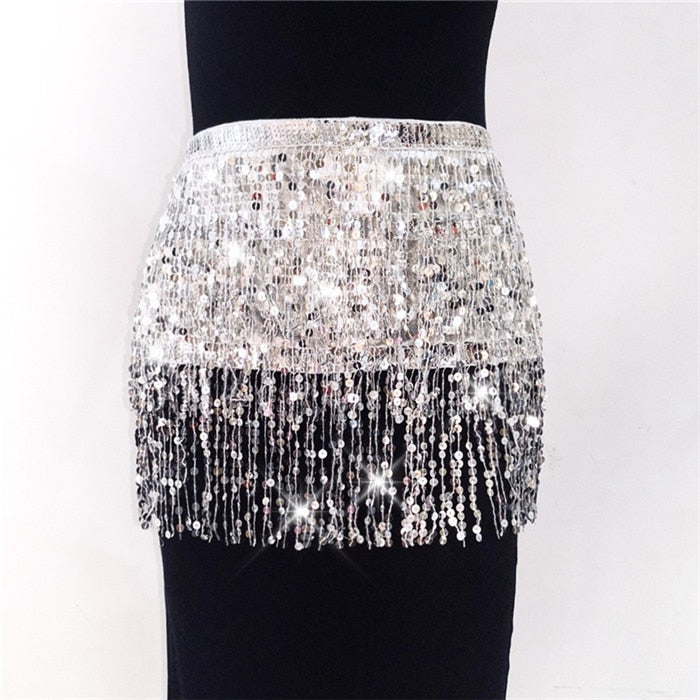 Shiny Sequins Draped 2 Pieces Skirts Sets