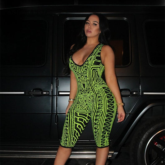 Neon Print Spandex Rompers