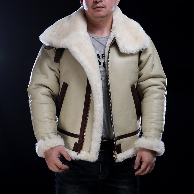 Genuine Leather Coat Big B3 Shearling Bomber