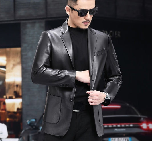 Genuine Leather Classic Blazer Jacket