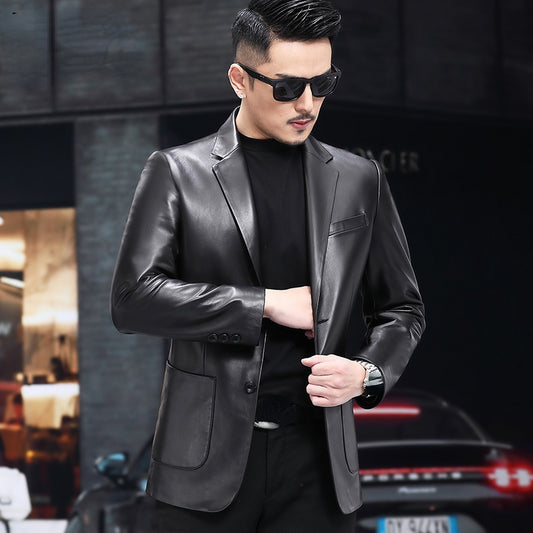 Genuine Leather Classic Blazer Jacket