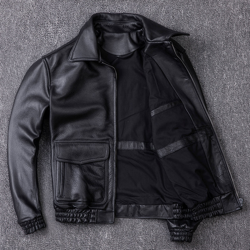 Genuine Leather Bomber Vintage Short Jacket