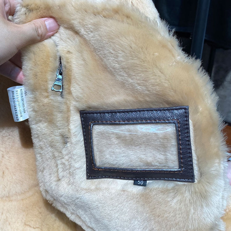 Dark Brown Genuine Leather Shearling Coats