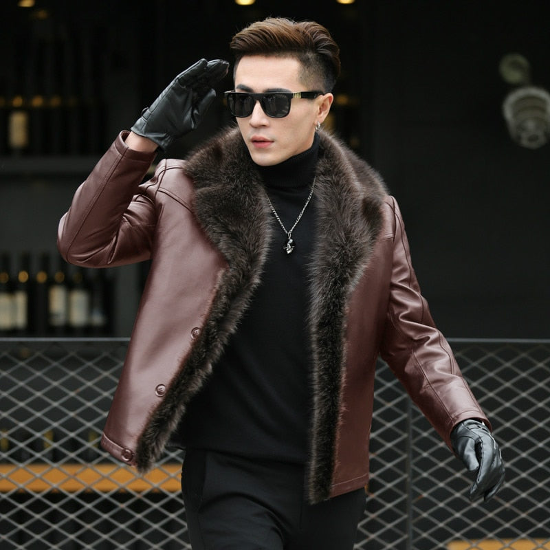 Collection of Genuine Leather Fur Collar Jackets
