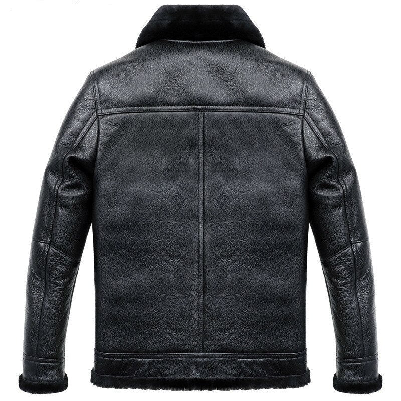Genuine Leather Real Shearling Button Jacket