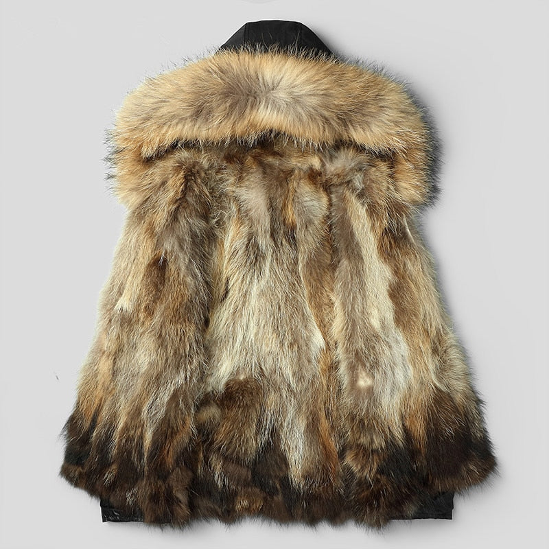Black Real Fur lining Real Fur Parka Down Coat