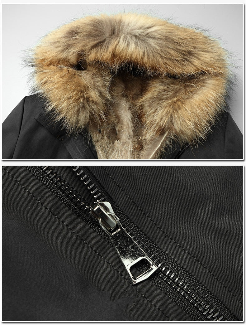 Black Real Fur lining Real Fur Parka Down Coat