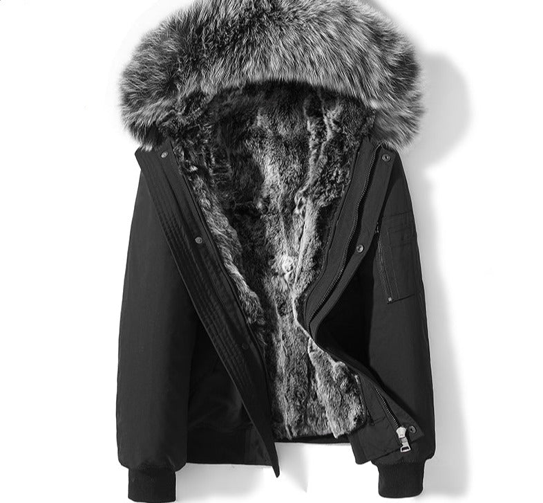 Genuine Leather Rabbit Fur Short Coats