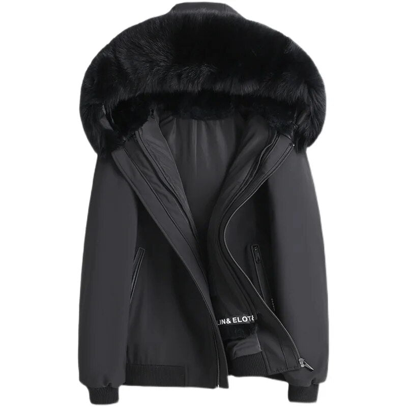 Real Mink Fur Liner Coats Hooded Fur Parkas