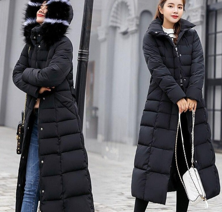 Slim Down Fake Fur Parkas Maxi Coats