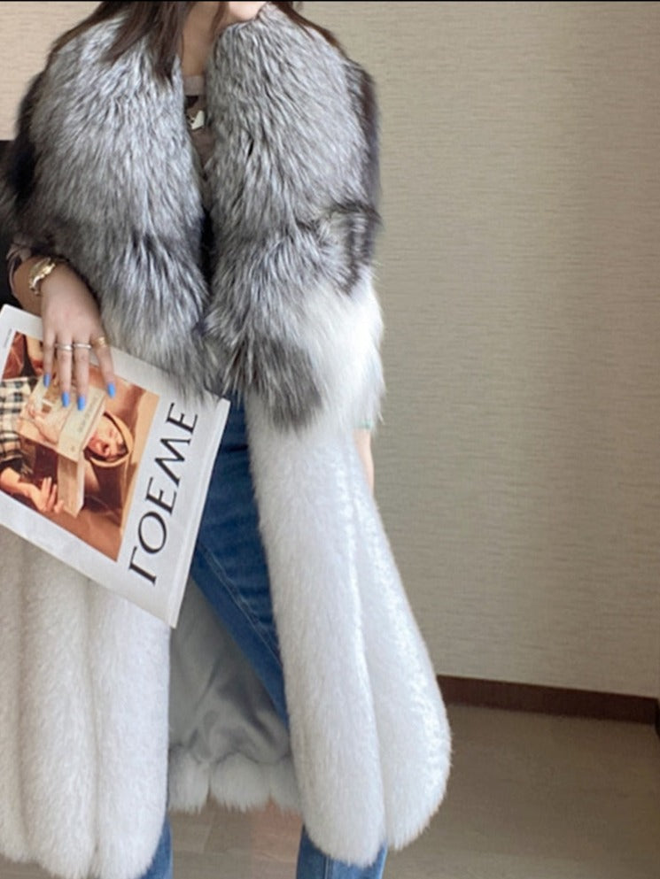 Long Real Fur Vest Big Lapel Fur Collar