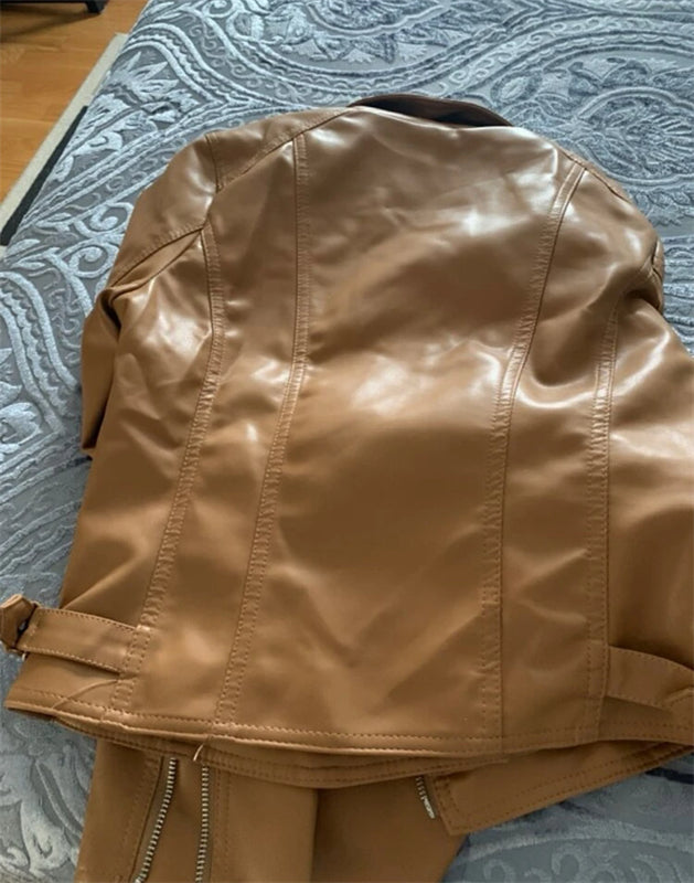 PU Leather Slim Moto Jackets