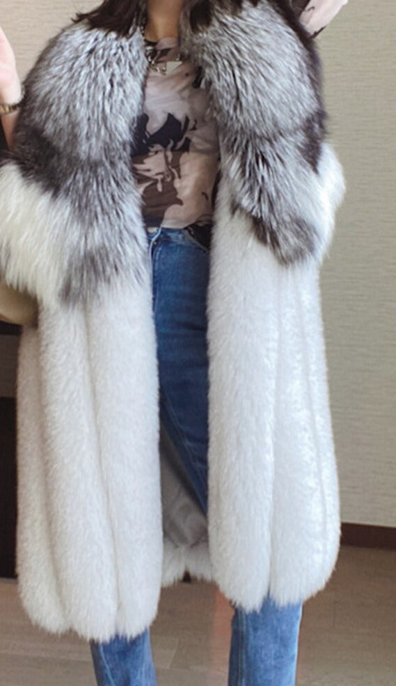 Long Real Fur Vest Big Lapel Fur Collar