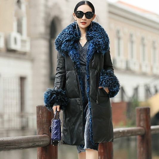Vintage Genuine Leather Shearling Lining Long Coats