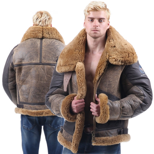 Gen. Leather Shearling Fur Air Force Polar Thick Large Collar Bomber Men/Women