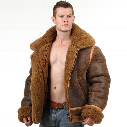 Genuine Leather Sherling Fur Aviation Polar Bomber Men/Women