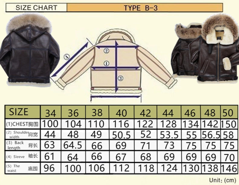 Genuine Leather Shearling Fur Hooded Bomber Men/Women