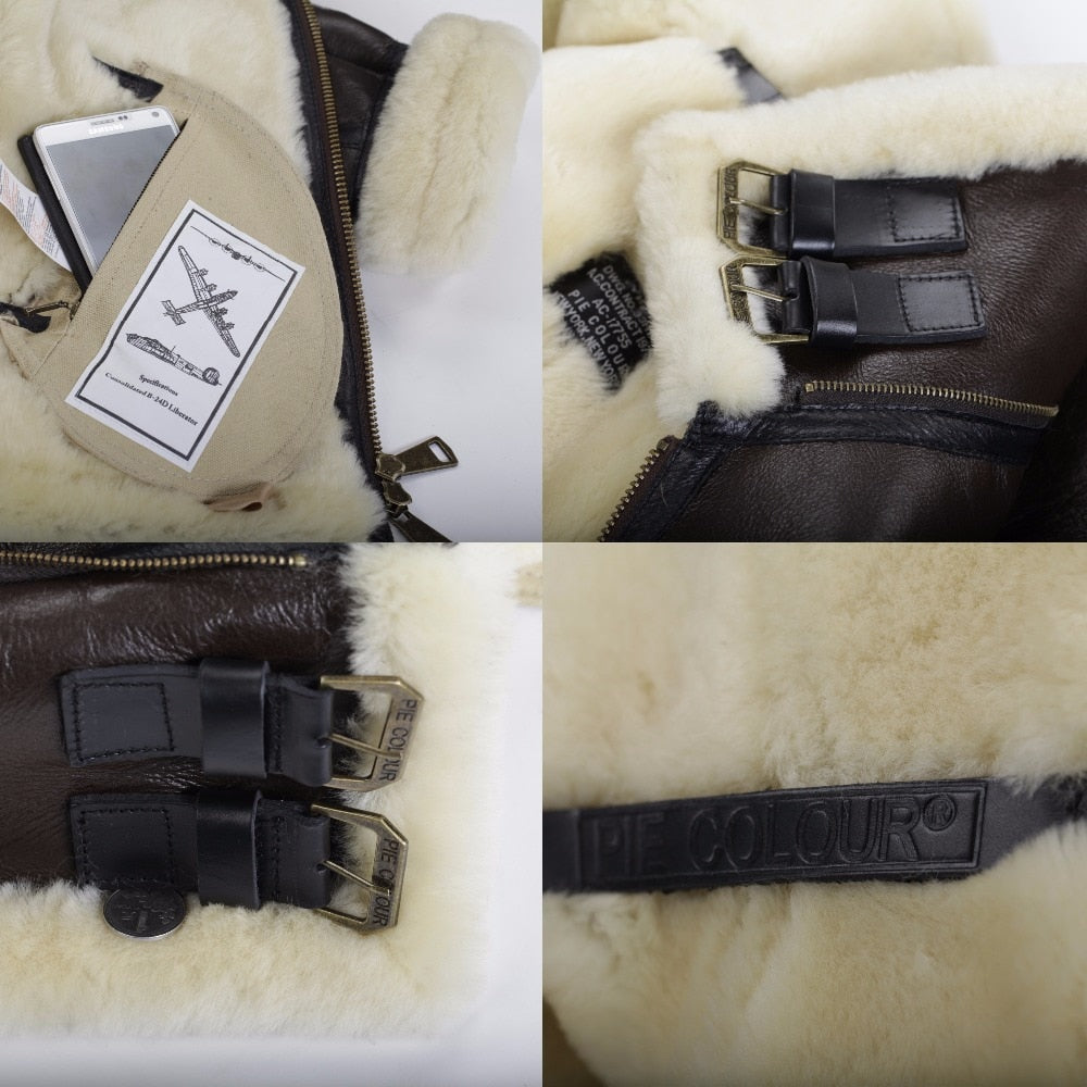 Genuine Leather Shearling Fur Hooded Bomber Men/Women