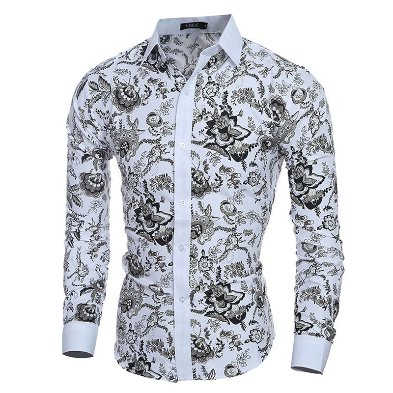 Floral Print Long-Sleeve Button-Down Shirt