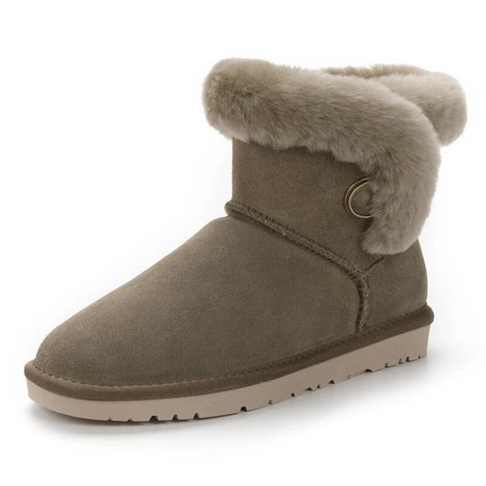 Genuine Leather Snow Boots Real Fur Classic