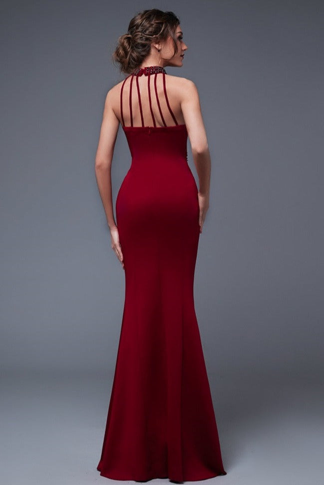 Vintage Backless Sleeveless Side Slit Maxi Dresses