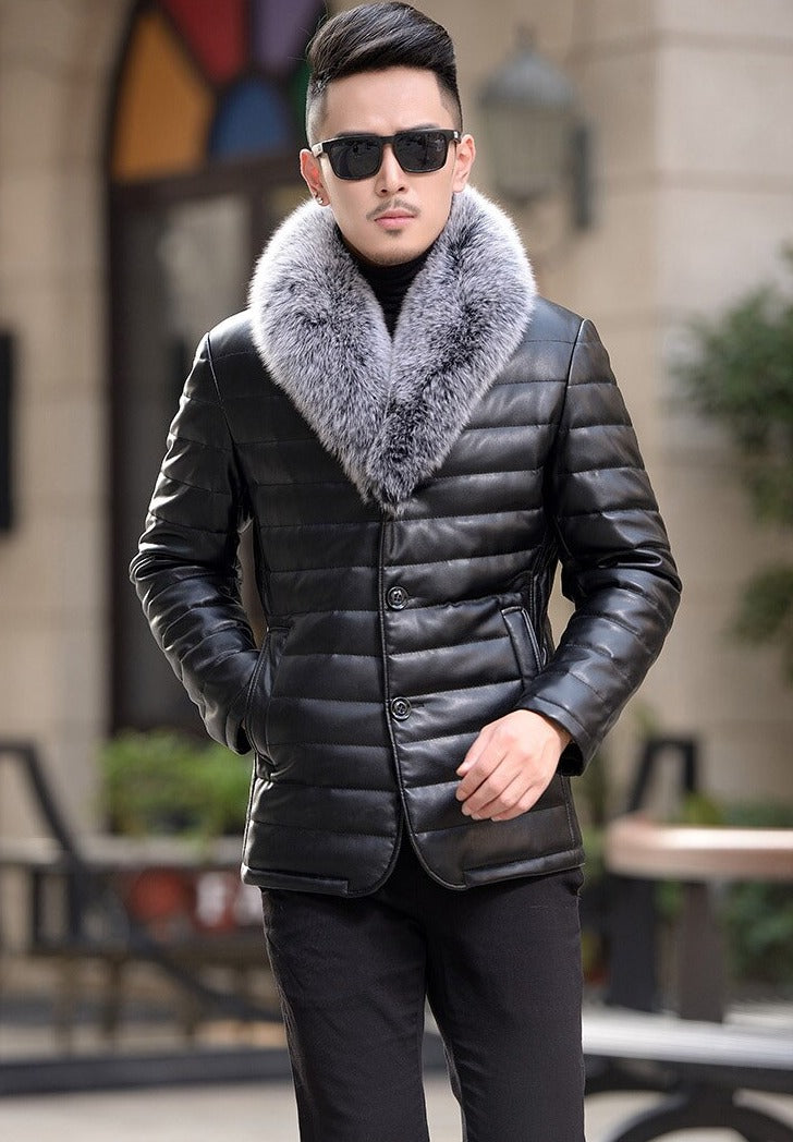 Genuine Leather Duck Down Fox Fur Coats