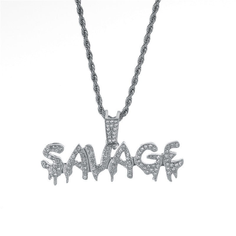 Iced Out Savage Pendant and Chain