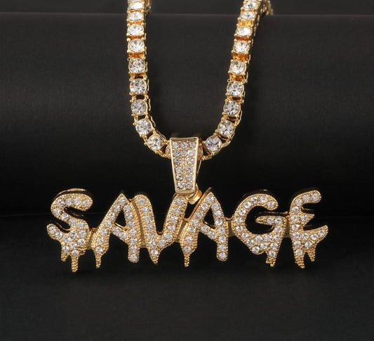 Iced Out Savage Pendant and Chain