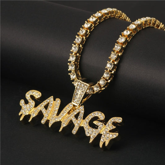 Iced Out Savage Pendant and Chain