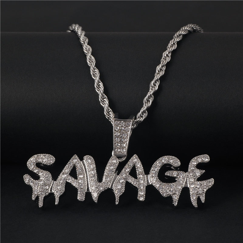 Iced Out Savage Pendant and Chain