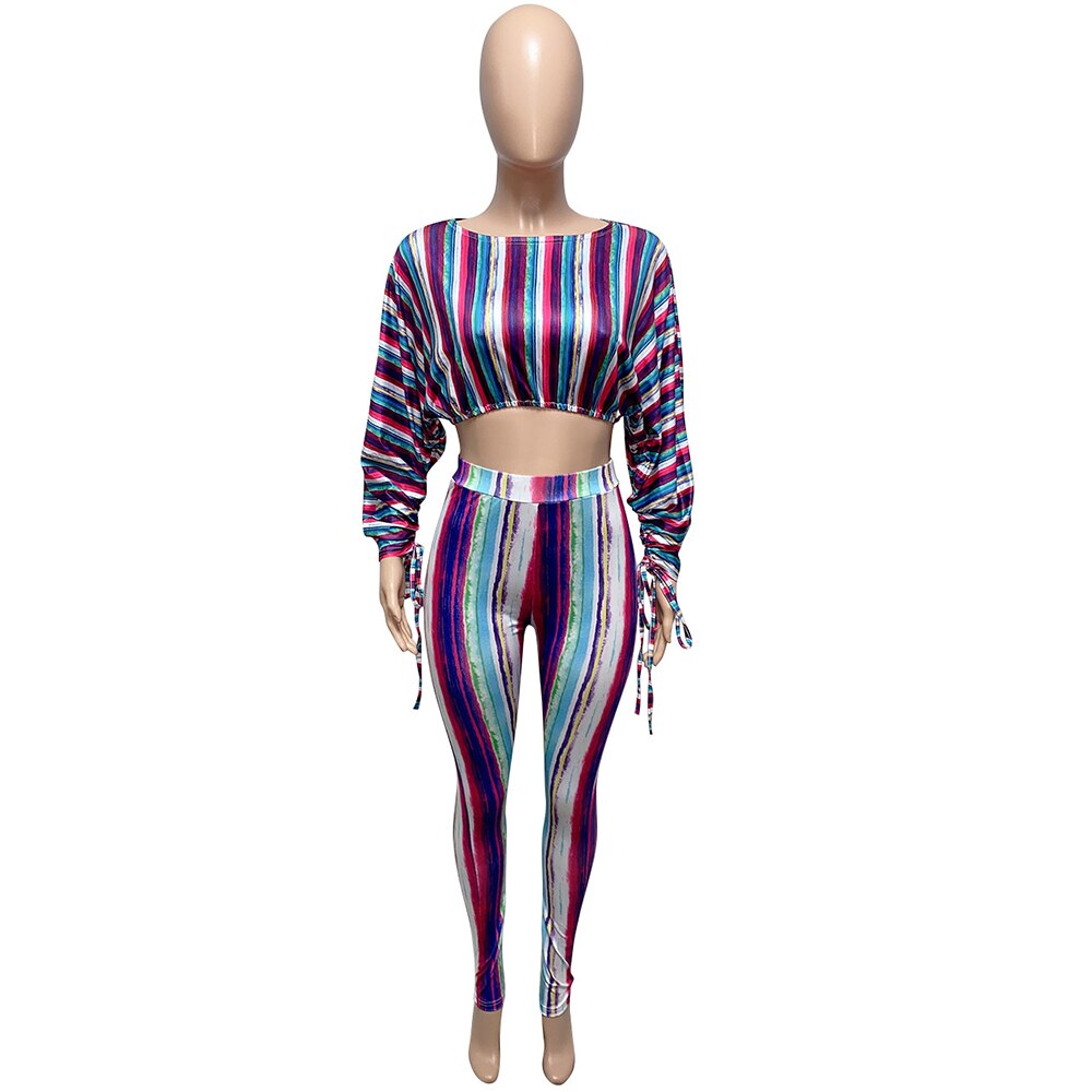 Colorful Loose Long Sleeves Crop & Leggings