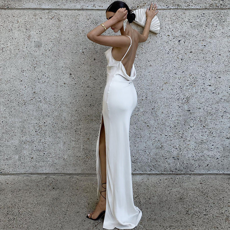 Halter Backless Split Maxi Dress