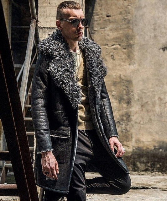 Genuine Leather Real Shearling Collar Outerwear