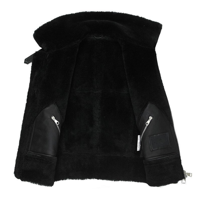 Genuine Leather Real Fur Lining Sherling Aviator Jackets