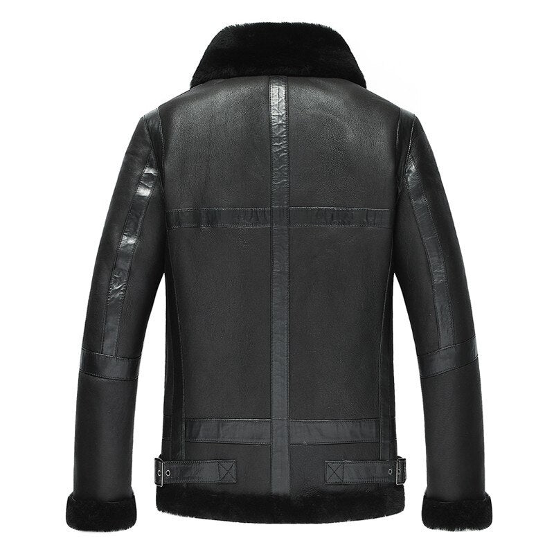 Genuine Leather Real Fur Lining Sherling Aviator Jackets