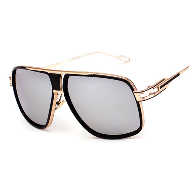 Oversized Gold Square Flat Top SunGlasses