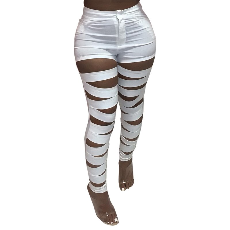 Hollow Out Lace Up High Waist Leggings