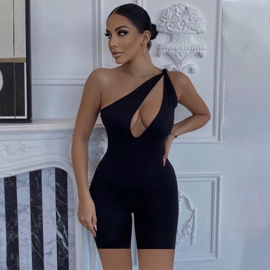 One Shoulder Double Strap Rompers