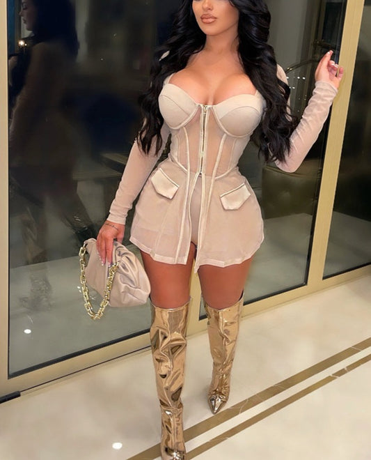 Mesh Blazer + Shorts Sets