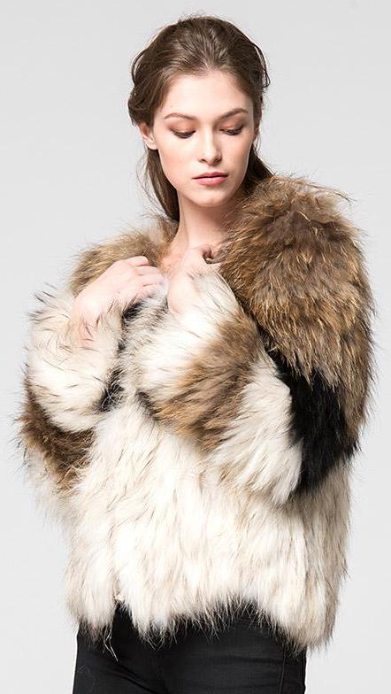 Knitted Real Rabbit Fur Multi Color Short Coat