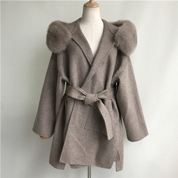 Cashmere Real Fox Fur Parka Coats