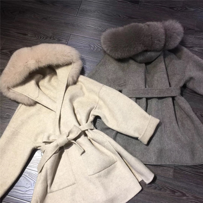 Cashmere Real Fox Fur Parka Coats