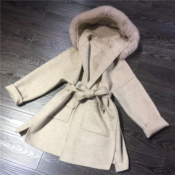 Cashmere Real Fox Fur Parka Coats