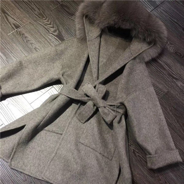 Cashmere Real Fox Fur Parka Coats