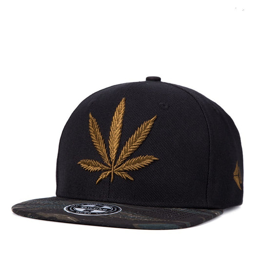 Weed Leaf 3D Embroidery Flat brimmed Snapback's