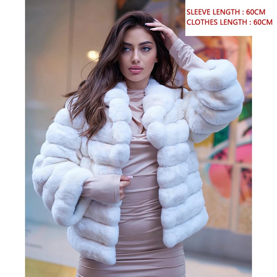 Chinchilla Style Real Rex Rabbit Fur Coat Elevate Swag