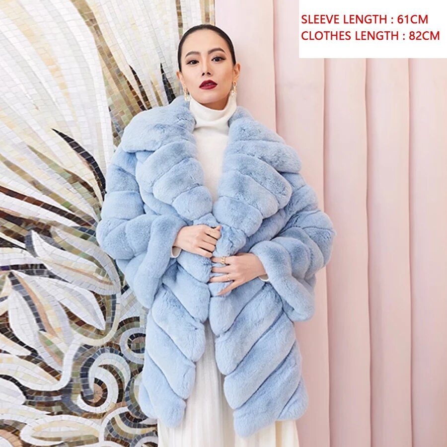 Cotton Candy Real Fur Coats Mid Length